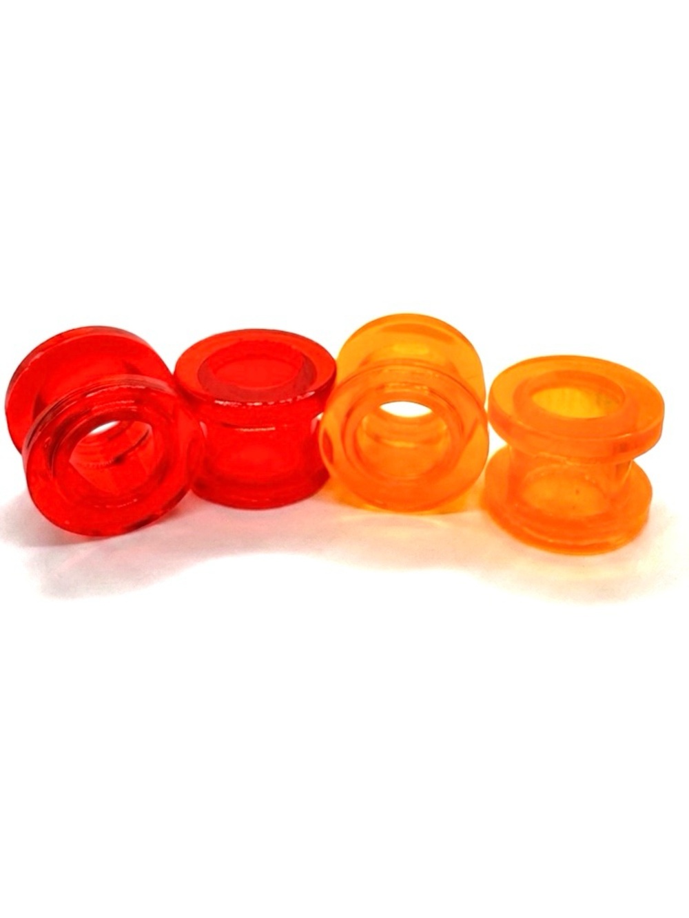 Set of 2 Pairs 0g Acrylic Ear Gauges Plugs Screw on Tunnels - Orange & Red